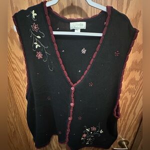 Vintage CJ Banks Floral Embroidered Women's Sweater Vest